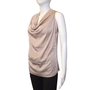 INC INTERNATIONAL CONCEPTS Sleeveless Cowl Neck Lacy Back Panel Taupe Top Size 6